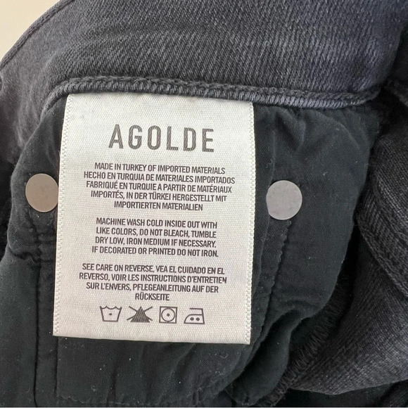 Agolde Sophie Distressed Hem Stretch High Rise Skinny Jeans Black 32 Casual Boho - Picture 5 of 6